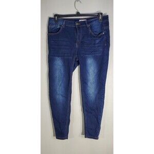 Women's Between Us Dark Blue Denim Jeans Size 14 Stretch Rayon Polyester Spandex